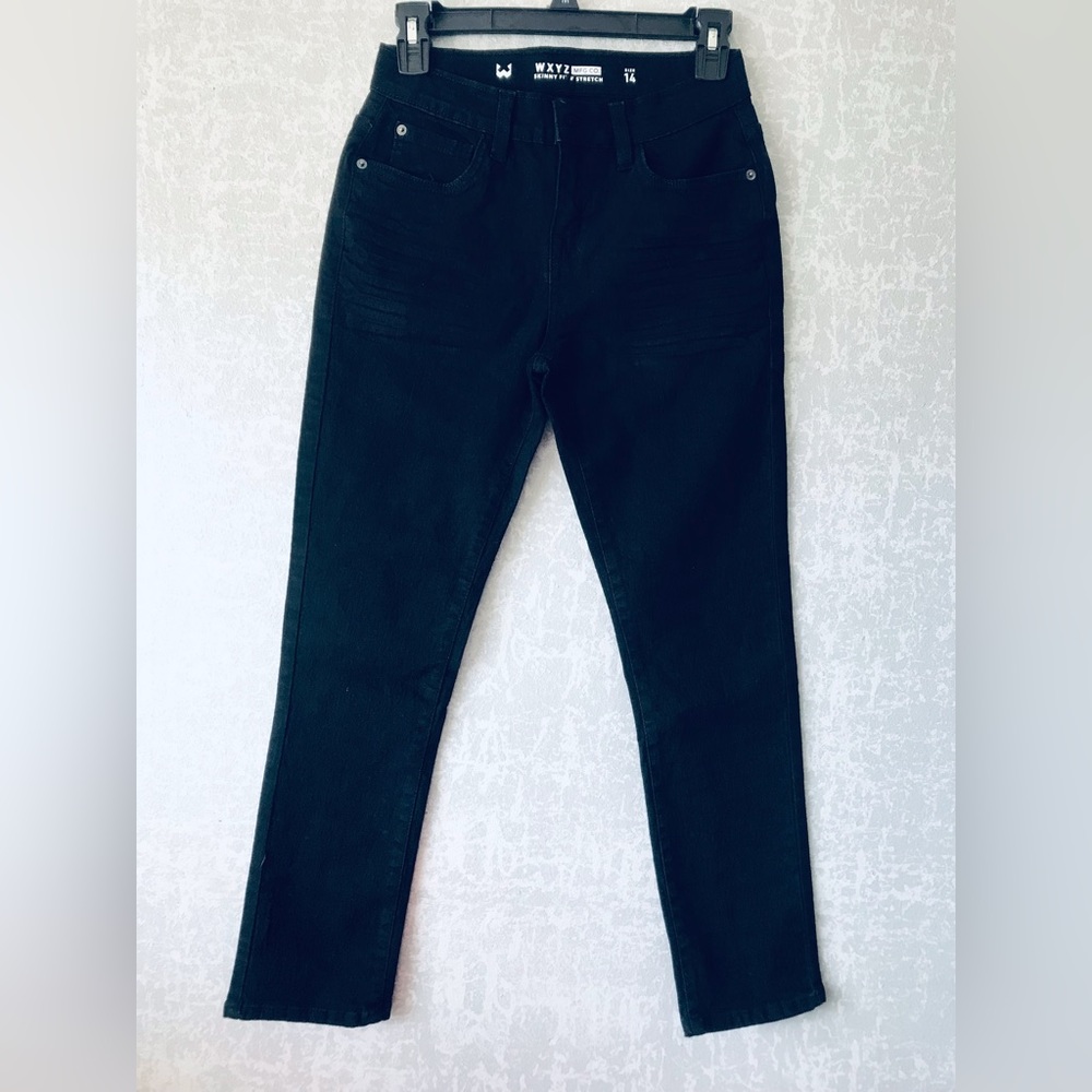 WXYZ mfg co black skinny fit adjustable waist boy jeans stretch 14 new